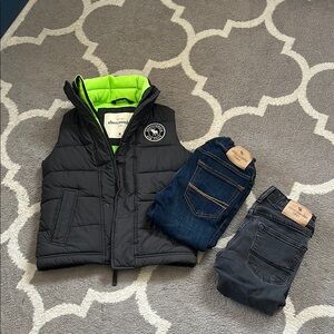 Abercrombie & Fitch Kids Jeans bundle  - Dark Blue and Gray and vest